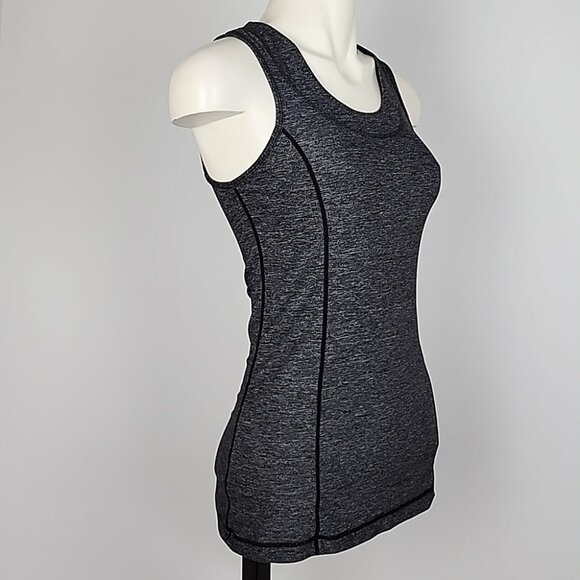 Lululemon Dash Tank II Heathered Grey Ruffle Scoop Neck Stretch Size 4 - Picture 2 of 10